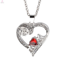 Hot selling Europe jewelry rose gold plated crystals heart pendant necklace